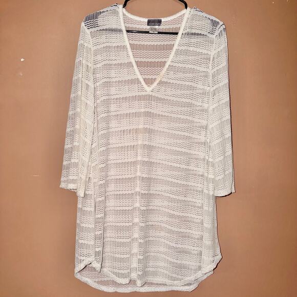 Jordan Taylor Women's Fish Net Beach Coverall Top White - Size XL - Picture 5 of 9